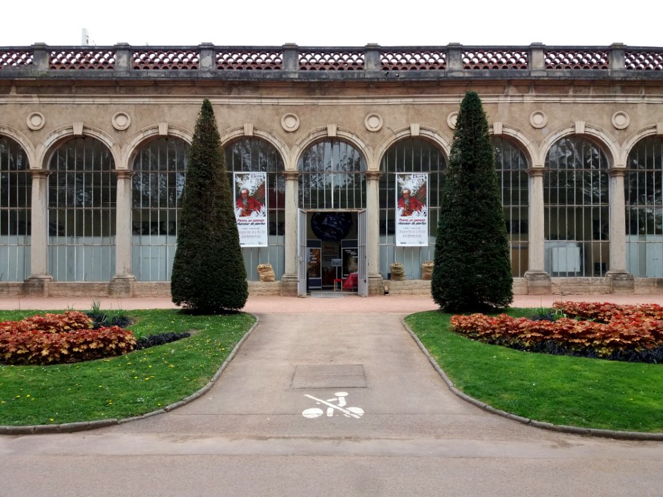 Lyon 6e - Parc de la Tête d'Or, orangerie, entrée expo Pierre Poivre