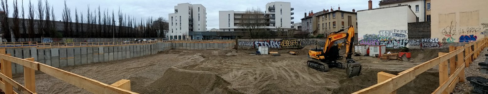 Lyon 7e - Avenue Debourg, chantier entre la rue Marcel Mérieux et l'allée de Fontentay, panorama