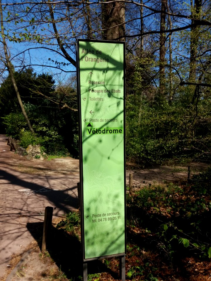Lyon 6e - Parc de la Tête d'Or, allée de l'Orangerie, panneau