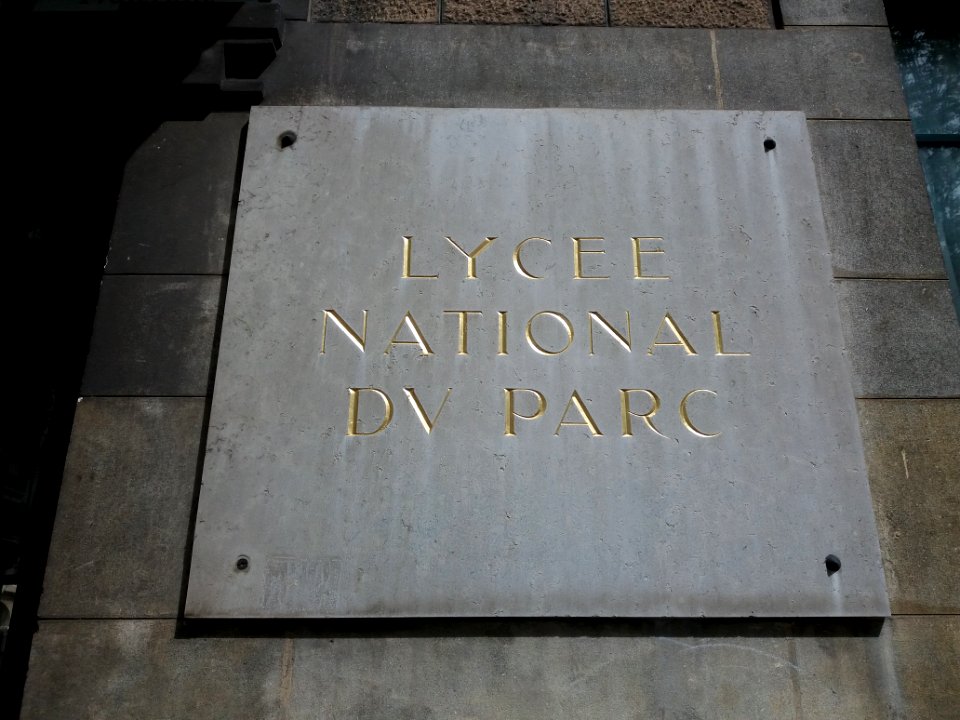 Lyon 6e - Lycée national du Parc, plaque