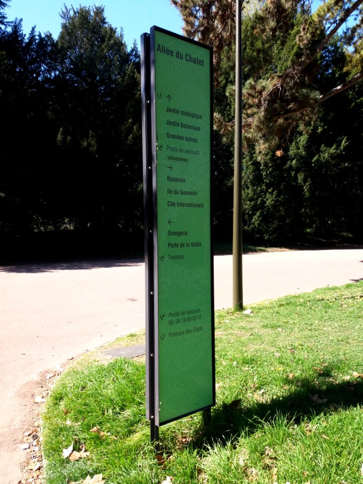 Lyon 6e - Parc de la Tête d'Or, allée du Chalet, panneau