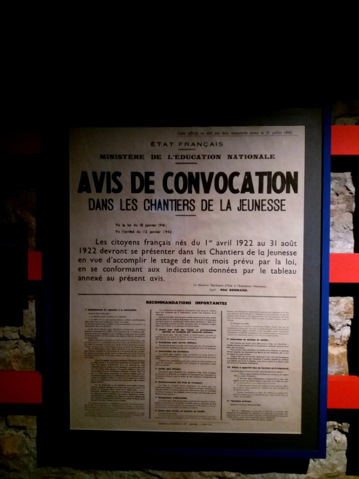 Lyon 7e - CHRD, Génération 40, avis de convocation dans les Chantiers de la jeunesse, 1942 (Ar. 2077)