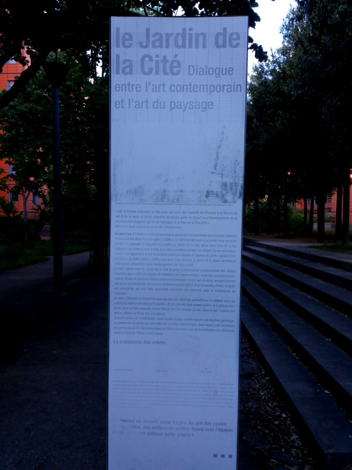 Lyon 6e - Jardin de la Cité, panneau