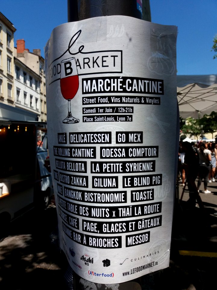 Lyon 7e - Place Saint-Louis, marché-cantine Food Barket, affiche
