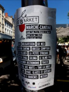 Lyon 7e - Place Saint-Louis, marché-cantine Food Barket, affiche