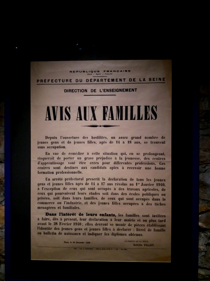 Lyon 7e - CHRD, Génération 40, avis aux familles, 1939 (Ar. 2077)