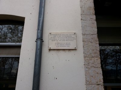 Lyon 7e - Parc de Gerland, plaque en hommage au Dr Jonas Salk