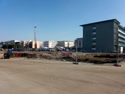 Lyon 7e - Rue Clément Marot, travaux d'aménagement du terrain ZAC des Girondins