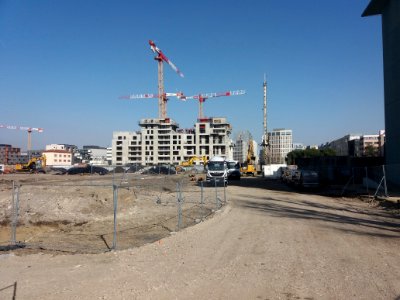 Lyon 7e - Rue Clément Marot, travaux d'aménagement du terrain ZAC des Girondins 2