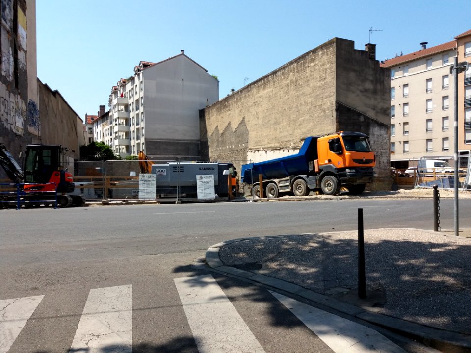 Lyon 7e - Place Stalingrad, chantier du côté de la rue Tourville