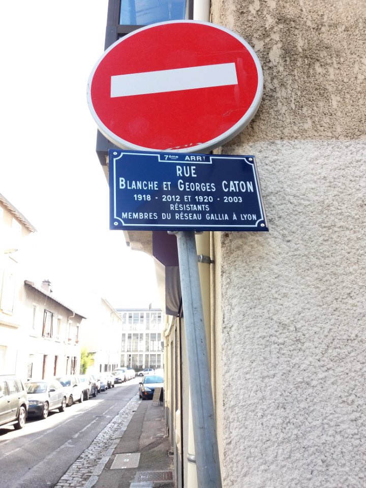Lyon 7e - Rue Blanche et Georges Caton, plaque