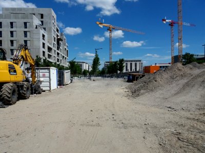 Lyon 7e - Rue Crépet, chantier des Girondins et vue sur le bout de la rue des Girondins qui arrive rue Jean Jaurès