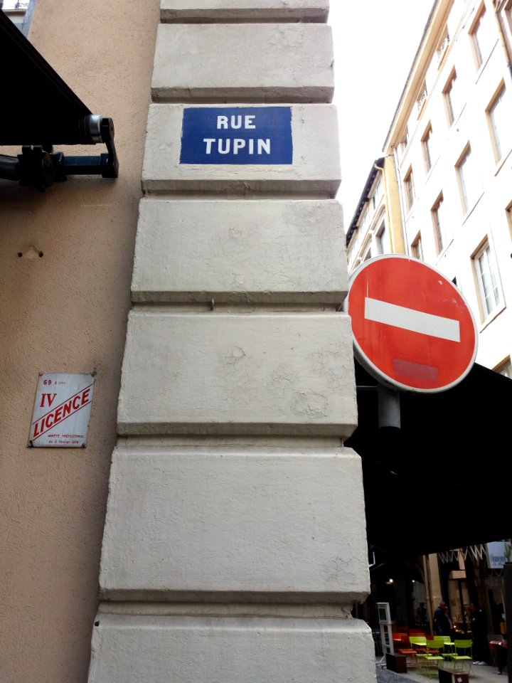 Lyon 2e - Rue Tupin, plaque