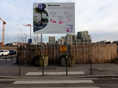 Lyon 7e - Rue Clément Marot, pancarte sur l'avancement des travaux 2020