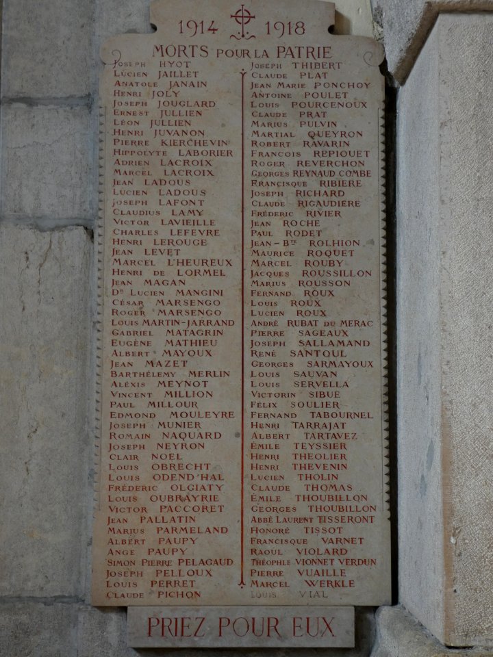 Lyon 3e - Église de l'Immaculée-Conception - Monument aux morts 1914-1918, deuxième partie