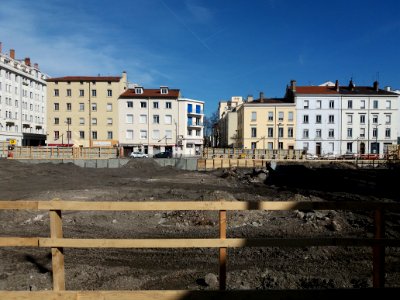 Lyon 2e - Rue Smith - Chantier Sollys - Depuis la maison de la Confluence, avec la rue Quivogne en arrière plan