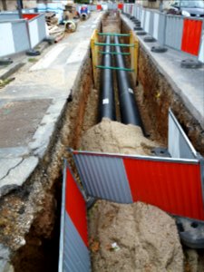 Lyon 3e - Avenue Lacassagne - Pose des tuyaux du chauffage urbain