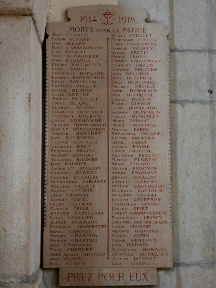 Lyon 3e - Église de l'Immaculée-Conception - Monument aux morts 1914-1918, première partie