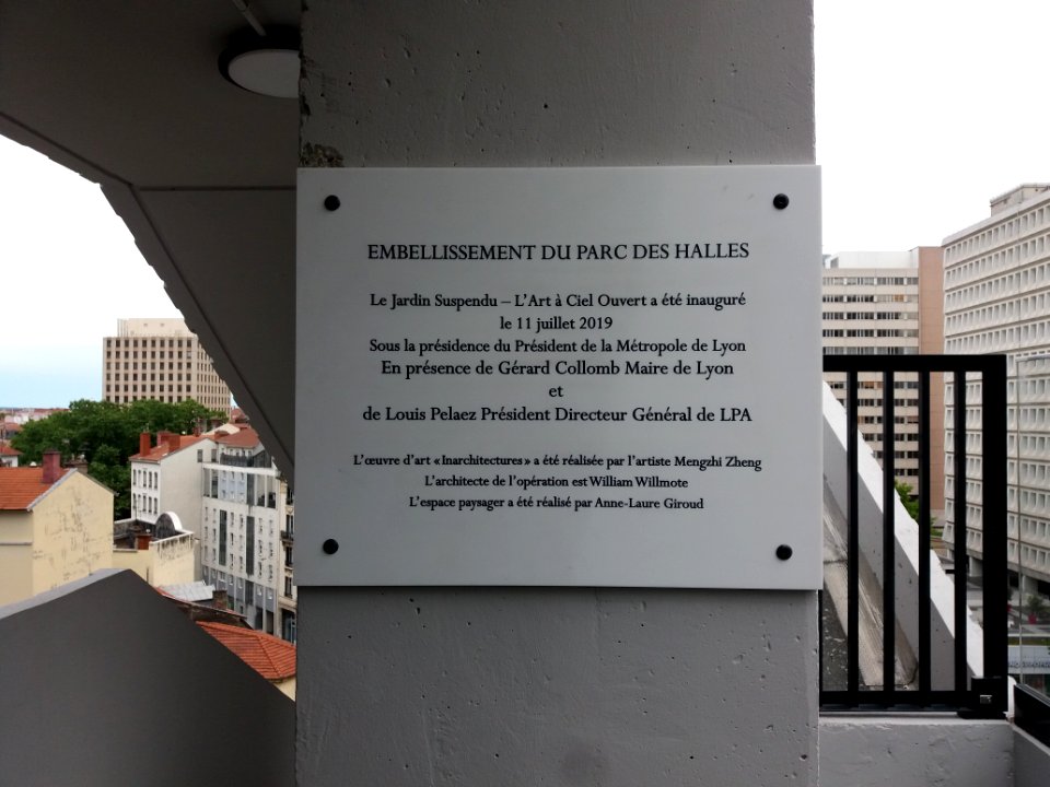 Lyon 3e - Parc des Halles - Le Jardin Suspendu, plaque