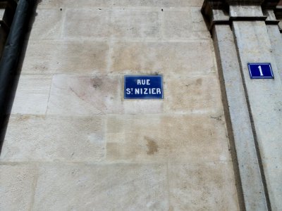 Lyon 2e - Rue Saint Nizier, plaque