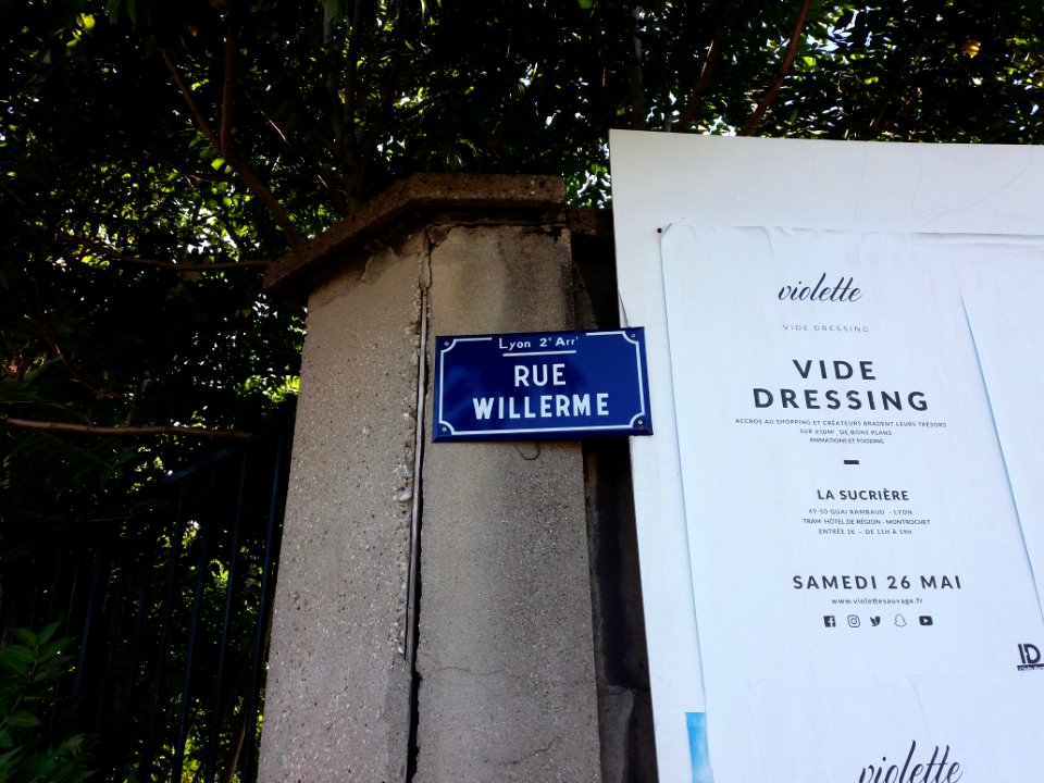 Lyon 2e - Rue Vuillerme - Ancien panneau (Willerme)