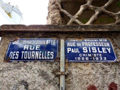 Lyon 3e - Rue du Professeur Sisley, plaque chemin vicinal N° 18, ancienne plaque rue des Tournelles