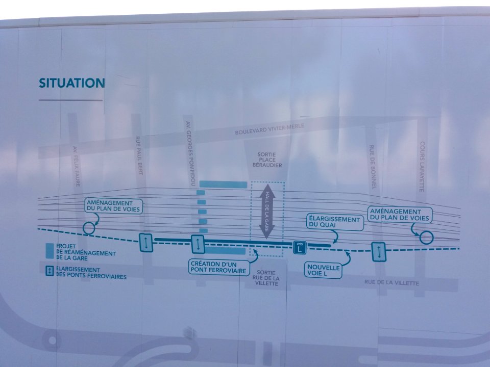 Lyon 3e - Rue du Général Mouton-Duvernet, plan de situation de la construction de la voie L