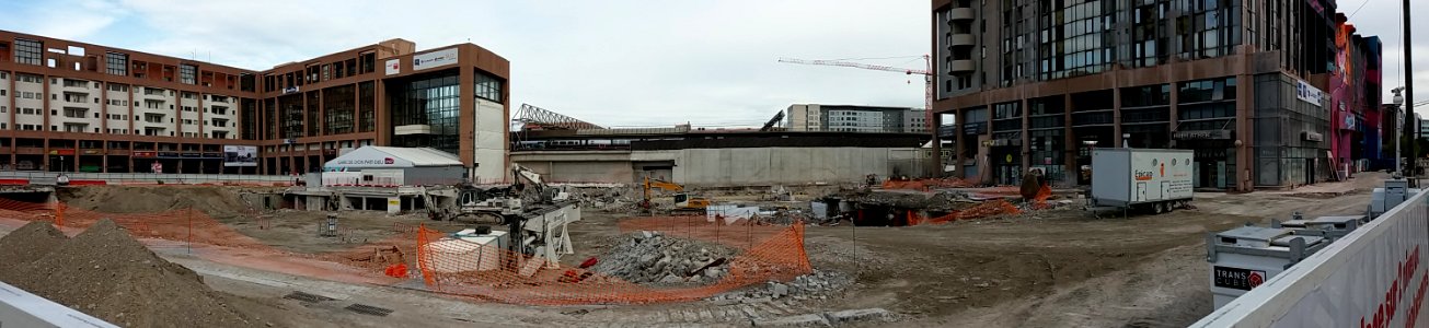 Lyon 3e - Place Charles Béraudier, panorama du début du creusement