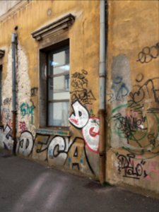Lyon 3e - Rue Feuillat, fenêtre et graffitis