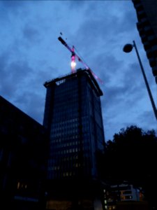 Lyon 3e - Rue des Cuirassiers, tour Silex 2 en construction, de nuit