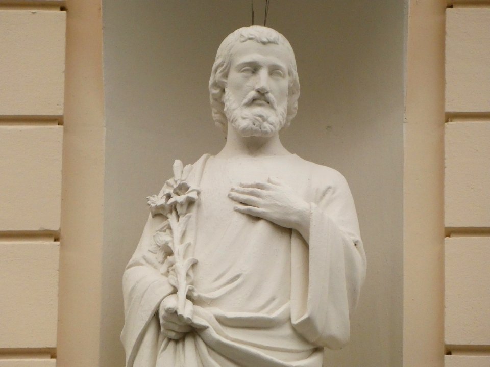 Lyon 6e - Rue Masséna - Statue de Saint-Joseph, à l'angle de la rue Sully - Détail