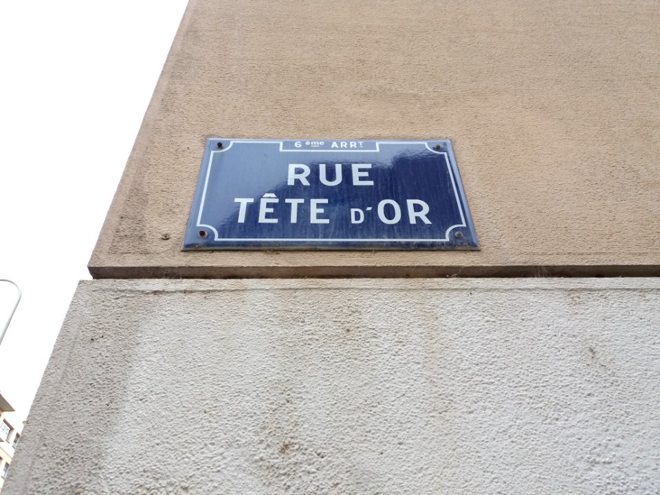 Lyon 6e - Rue Tête d'Or, plaque