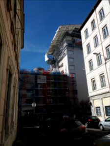 Lyon 6e - Rue Ney, rénovation d'un immeuble, depuis la rue Fournet