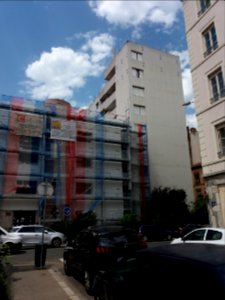 Lyon 6e - Rue Ney, rénovation d'un immeuble, depuis la rue Fournet (2)