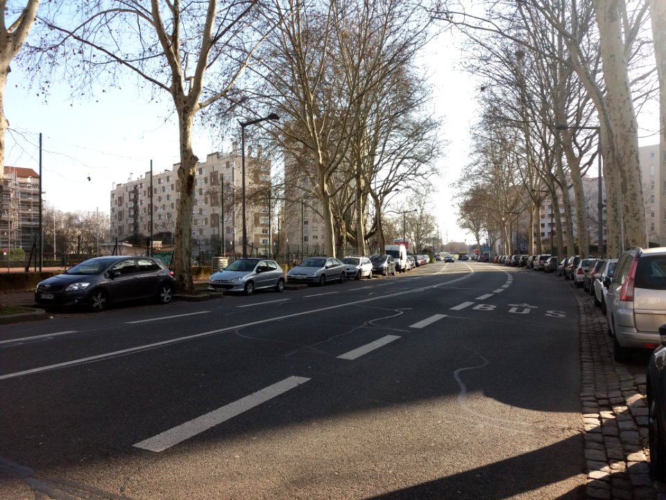 Lyon 7e - Avenue Leclerc, côté sud, en arrivant à la halle Tony Garnier