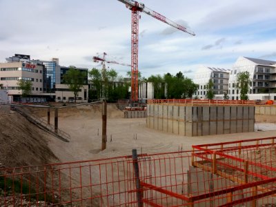 Lyon 7e - Avenue Tony Garnier - Chantier du futur siège du CIRC, à l'angle de la rue du Vercors