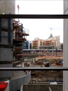 Lyon 3e - Gare de Lyon-Part-Dieu, depuis l'immeuble Le Dauphiné, avancement des travaux du parking