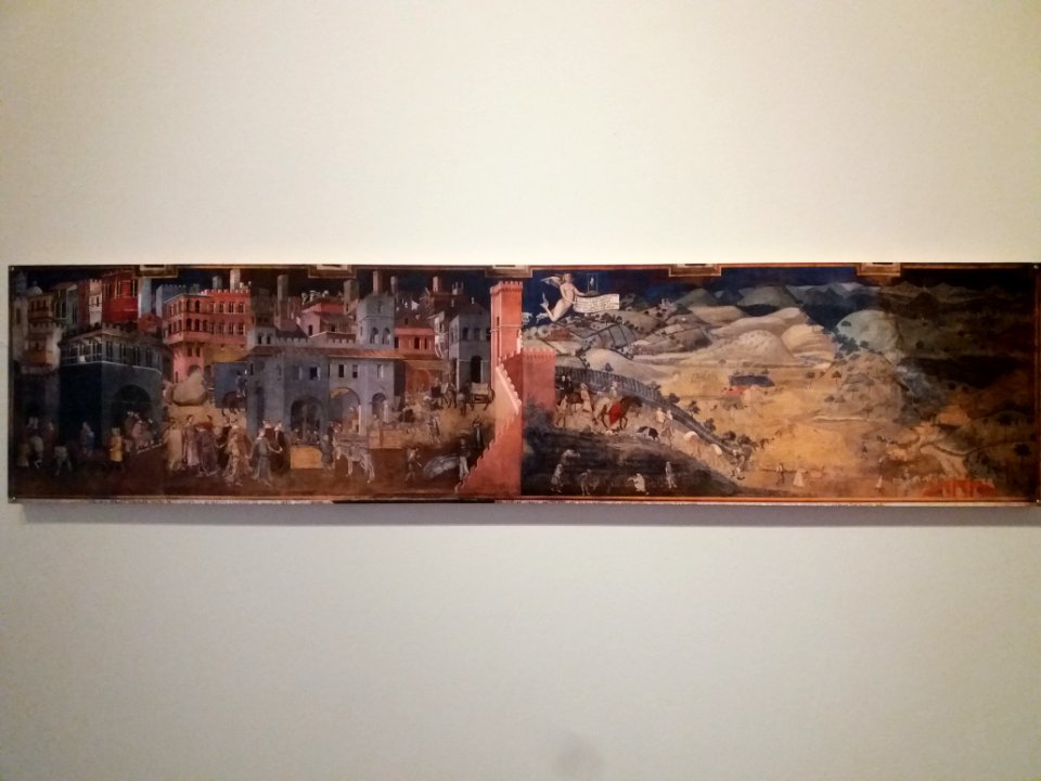 Lyon 3e - Bibliothèque municipale de Lyon - Tous à table - Ambrozio Lorenzetti, Allégorie des effets du bon et du mauvais gouvernement à la ville et à la campagne