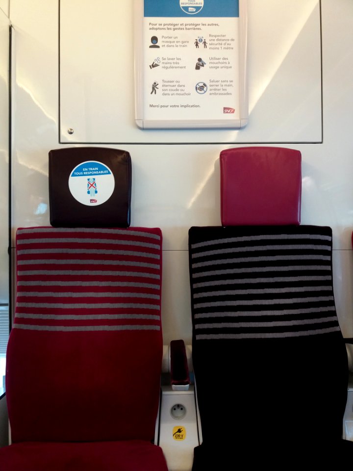 Lyon 3e - Gare de Lyon-Part-Dieu - TER pour Ambérieux, étiquette déconfinement 2020