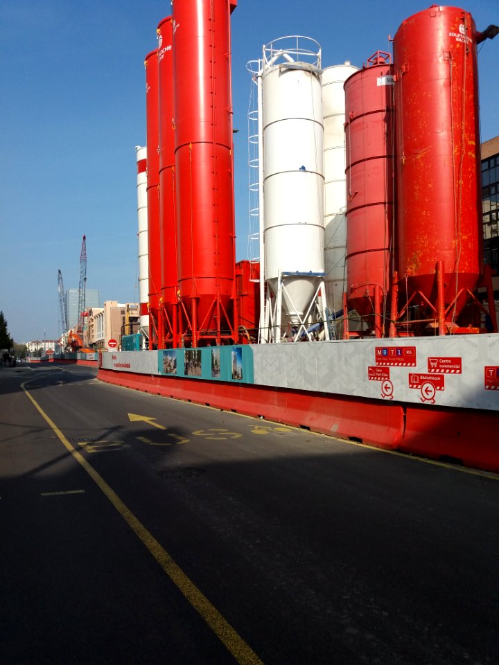 Lyon 3e - Boulevard Vivier Merle - Travaux de prolongement du tunnel, silos côté nord