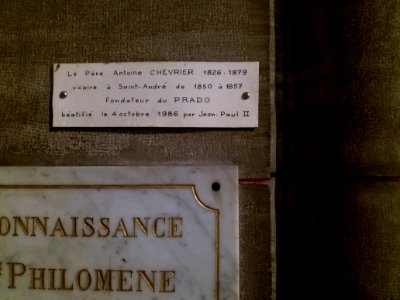 Lyon 7e - Église Saint-André, plaque au Père Antoine Chevrier