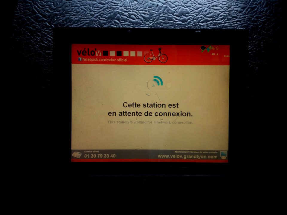 Lyon 6e - Station Velo'v 6016, écran