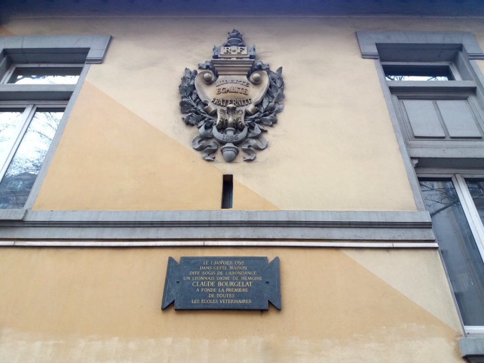 Lyon 7e - Avenue Félix Faure - École primaire Chavant - Félix Faure, plaque à Claude Bourgelat