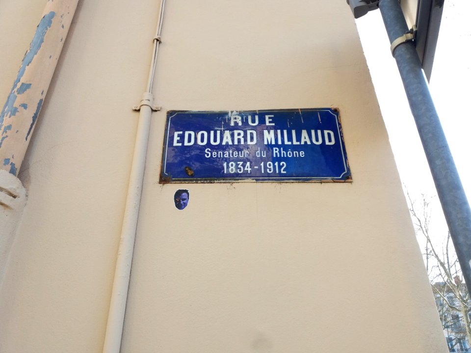 Lyon 4e - Rue Édouard Millaud, plaque