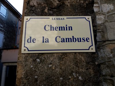 Lussas - Chemin de la Cambuse, plaque