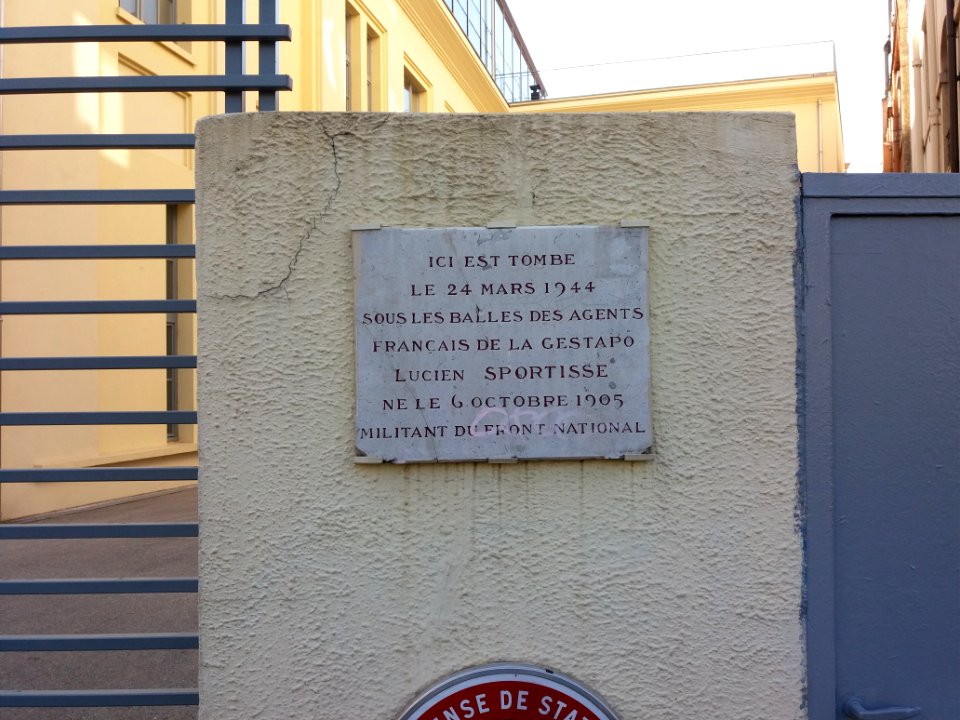 Lyon 1er - Rue Burdeau, plaque Lucien Sportisse
