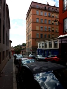 Lyon 1er - Rue de Flesselles, vers le sud, maison Brunet