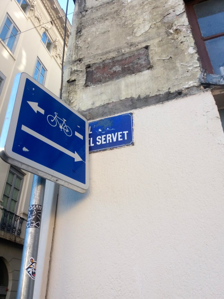 Lyon 1er - Place Michel Servet - Panneau et plaques