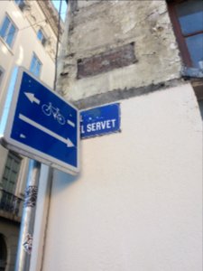 Lyon 1er - Place Michel Servet - Panneau et plaques