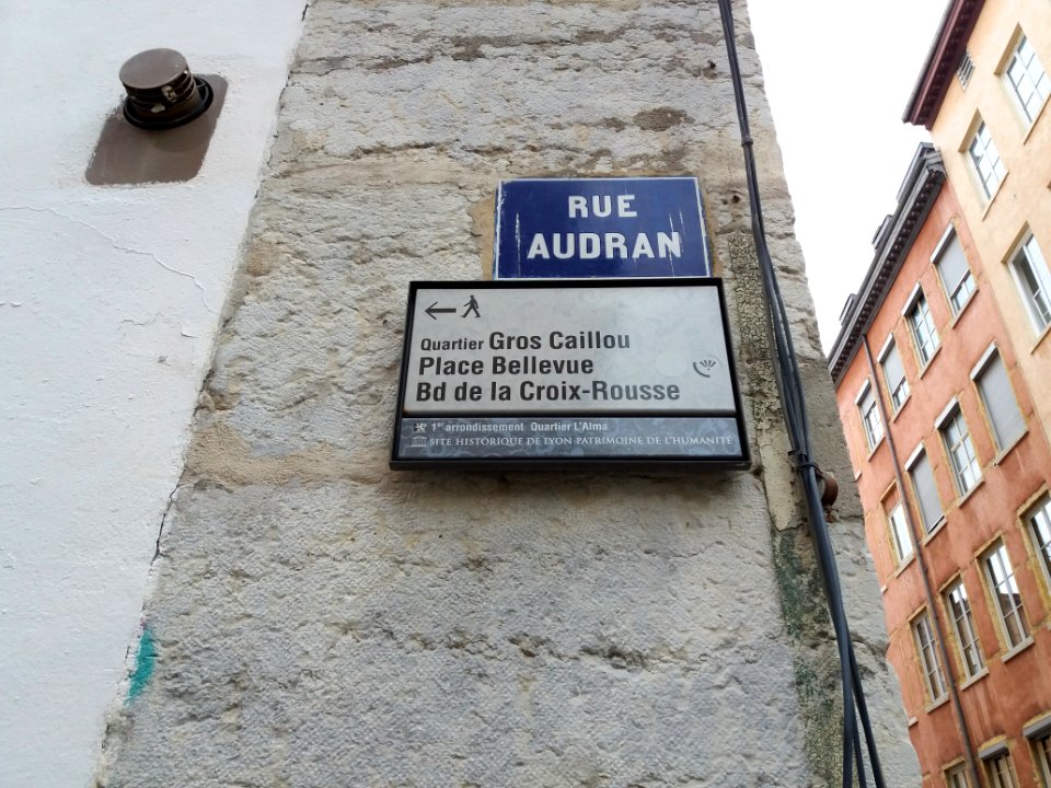 Lyon 1er - Rue Audran, plaque